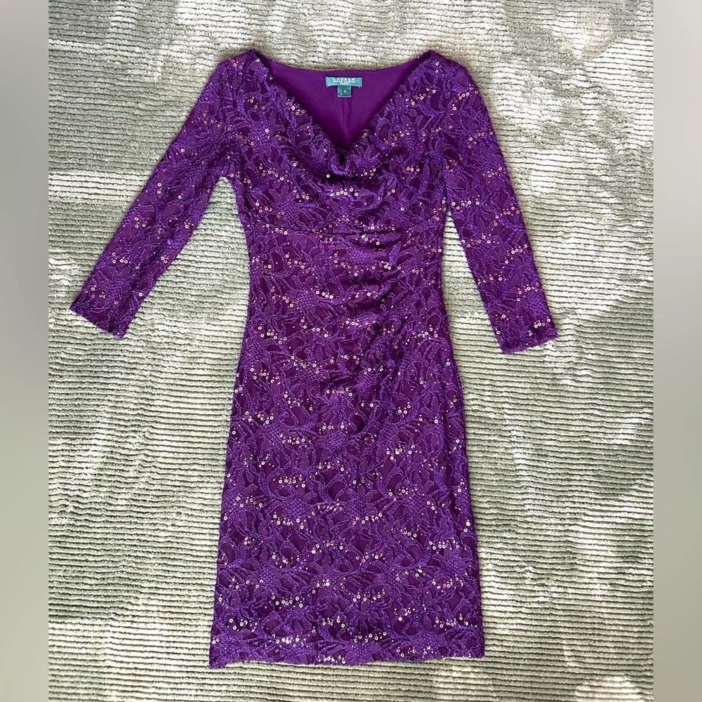 Ralph Lauren Purple V-Neck Sheath Dress